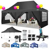 COBIZI Faltpavillon 3x6, Pavillon 3x6 Wasserdicht Stabil, Partyzelt mit 6 Seitenwänden, Upgrade-Hochdach und Tragetasche, Outdoor Pop Up Gartenpavillon für Fest, Hochzeit, Picknick, Markt, UV 50+