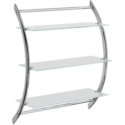 WENKO Wandregal Mod. Vermont Chrom mit 3 Glasablagen 