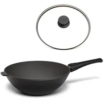 Hoffmann STONIQ Wokpfanne Ø 30 cm – PFAS-frei, Aluguss Wok mit abnehmbarem Stiel, IQ-SHIELD Antihaftbeschichtung, induktionsgeeignet, backofenfest 300 °C – Made in Germany WOK (mit Deckel)