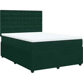 vidaXL Boxspringbett 140 x 200 cm Dunkelgrün