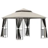 Outsunny Gartenpavillon Mit Doppeldach Festzelt Partyzelt 2,99 X 2,99 M Mit 4 Seitenwänden Aus Metall Und Polyester In Beige  on-site