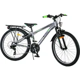 TPFSports Cross Kinderfahrrad - Jungen - 2 Handbremsen - 18 Gänge - 24 Zoll - Grau