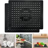 Ruikcoll Spülbeckeneinlage,Spülbeckeneinlage Gummi, Abtropfmatte, für Küche und Bad, Schwarz,31 x 26 cm, 2 Stück