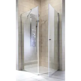WELLTIME Florenz Eckdusche mit Drehtüren 80 x 80 cm grau Sicherheitsglas