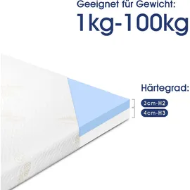 Newentor Newentor® Matratzen Topper 100x200cm H2 H3, Matratzentopper 100x200 Schlafsofa Bett Gelschaum, Mattress Topper 100x200 Boxspringbett Gel Bezug Kaltschaum 7CM Höhe