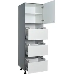 Wäscheschrank EXPRESS KÜCHEN "ARTA", grau (weiß, anthrazit), B:60cm H:207cm T:58cm, Holzwerkstoff, Schränke, Mehrzweckschrank, vormontiert