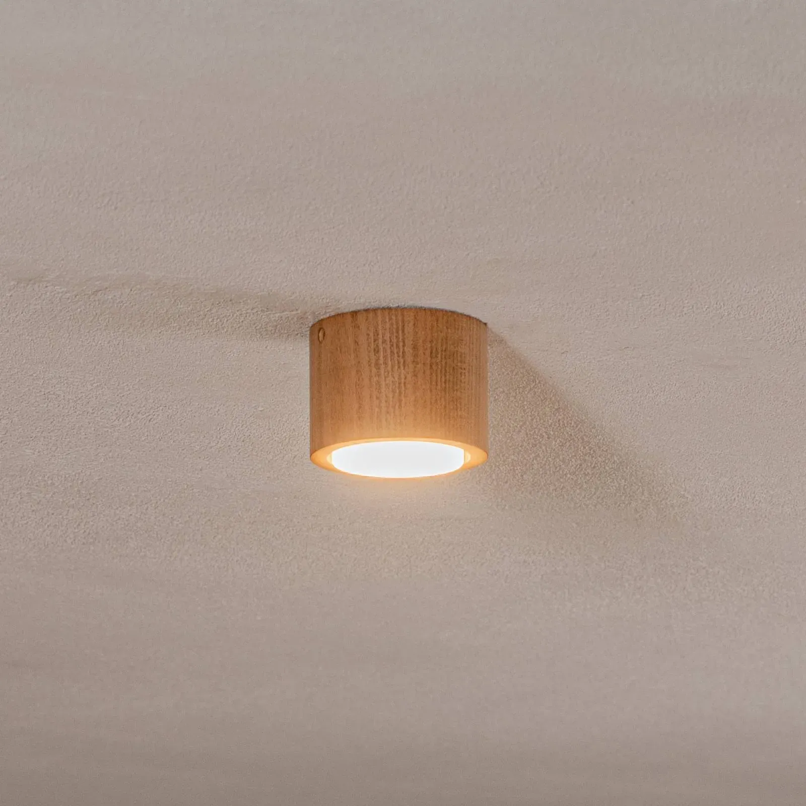 Deckenlampe Ernest Envostar, dimmbar, Holz hell, für Wohn- / Esszimmer, Holz, Deckenlampe - 10 cm - 10 cm - 7.3 cm
