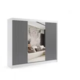 altdecor Schiebetürenschrank VILO 250 x 215 x 61 cm Weiß/Schwarz