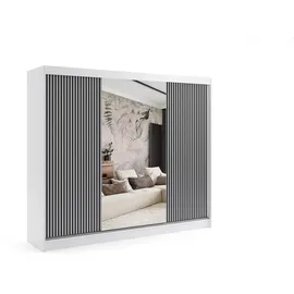 altdecor Schiebetürenschrank VILO 250 x 215 x 61 cm Weiß/Schwarz