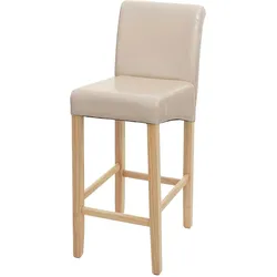Mendler Barhocker HWC-C33, Barstuhl Tresenhocker, Holz ~ creme, helle Beine, Kunstleder