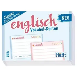 100 Häfft® Verlag Karteikarten Vokabel-Karten Englisch DIN A8 blau/rosa liniert