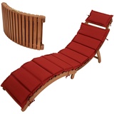 DEGAMO Panama Gartenliege 183 x 54 x 64 cm natur/rot klappbar