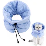 Halskrausen für Katzen,Leckschutz Katze,Einstellbares Halskrause Katze Weich,Wasserdicht Katzenkragen Leckschutz Weich,für Katzen Kätzchen Verhindert Das Lecken von Wunden (Hellblau,S)