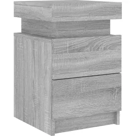 vidaXL Nachtschrank mit LED-Leuchten 35 x 39 x 55 cm Grau Sonoma