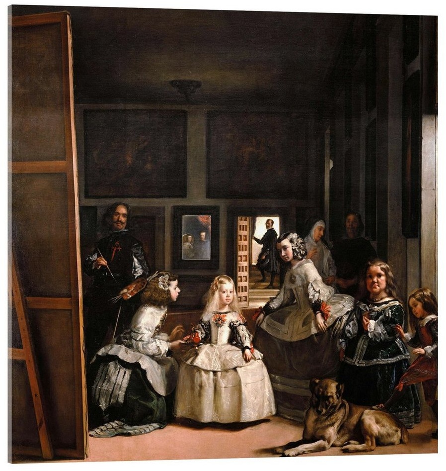 Posterlounge Acrylglasbild Diego Rodriguez de Silva y Velázquez, Die Hoffräulein, Malerei braun 70 cm x 70 cm
