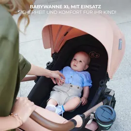 Kinderkraft MOOV2 AIR Kinderwagen 3 in 1 Kinderwagenset bis 26 kg mit Kindersitz I-SIZE 40-75 cm, Buggy Funktion, Liegeposition verstellbar, Große ausziehbare Verdeck, Aufblasbare Räder, Hellgrau