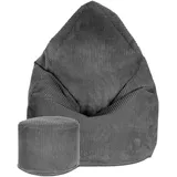 DreamRoots Sitzsack, Dunkelgrau, Grau, 70x105x70 cm, Oeko-Tex® Standard 100, Wohnzimmer, Hocker, Sitzsäcke, XXL Sitzsäcke