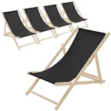 ECD Germany Gartenliege 117 x 52 x 83 cm Schwarz