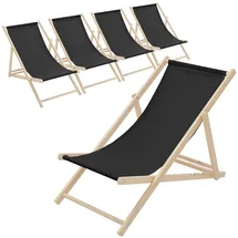 ECD Germany Gartenliege 117 x 52 x 83 cm Schwarz
