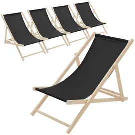 ECD Germany Gartenliege 117 x 52 x 83 cm Schwarz