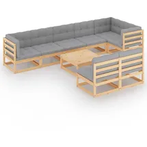 vidaXL 9-tlg. Garten-Lounge-Set mit Kissen grau