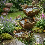 2026 Biene- Und Vogeltränke 3-stufig Mit Erdspieß, Regenfänger Gartenstecker, Mehrstöckiger Mit Regenwassersammler, Beruhigendes Wasserspiel Für Biene, Vögel Für Garten, Terrasse, Balkon (1PC)