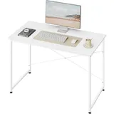 Woltu Schreibtisch, mit Metallgestell, aus Holzwerkstoff, 140x60x75 cm, Weiß, - Weiß