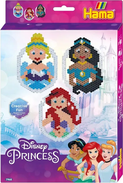 Hama Perlen 7968 Kleines Geschenk-Set Prinzessinnen mit ca. 2.000 bunten Midi Bügelperlen Durchmesser 5 mm, 2 Stiftplatten, inkl. Bügelpapier, kreativer Bastelspaß für Mädchen