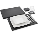 Sänger | Schieferplatten-Set Dinner, Moderne Untersetzer aus Schiefer für 4 Personen, Eckige Servierteller & Untersetzer