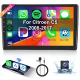 【8 Kern 2+64G】 Hodozzy Carplay Autoradio für Citroen C5 2008-2017 Android Autoradio mit Navi,10 Zoll Touchscreen mit Android Auto/Mirror Link/WiFi/GPS/RDS/FM/Bluetooth/USB/DSP