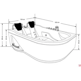 AcquaVapore Whirlpool Eckbadewanne 120 x 182 cm (W23H-R)