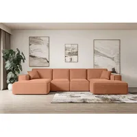 ALTDECOR Wohnlandschaft SIERRA-U-S, Couch mit Schlaffunktion, Wohnzimmer - Wohnlandschaft, Corner Sofa Bett Eckcouch Couch L-Form Schlafcouch Ausziehbar orange