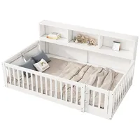 HAUSS SPOLE Kinderbett 90x200 Tagesbett Schlafsofa Bettseite mit Staufach Weiß Ohne Matratze (mit Lattenrost und Staufach – Ideal als Schlafsofa für Kinderzimmer und Wohnzimmer, sicheres Bett mit Geländer 90x200 cm), Ohne Matratze weiß