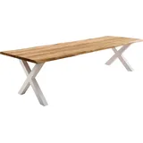 Esstisch HOME AFFAIRE "Tristan", braun (eiche natur, weiß), B:160cm H:77cm T:90cm, Tische, Esstisch, massive Balkeneiche geölt mit Baumkante