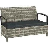 Gartenbank Mit Stauraum 2-sitzer Sitzbank Mit Kissen Haltegriffen 125l Poly Rattan 123 X 70 X 82 Cm Dunkelgrau