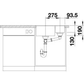 Blanco Subline 340/160-F cafe + Handbetätigung + InFino