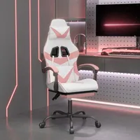 vidaXL Gaming-Stuhl mit Fußstütze Weiß und Rosa