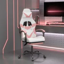 vidaXL Gaming-Stuhl mit Fußstütze Weiß und Rosa