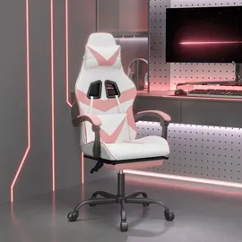 vidaXL Gaming-Stuhl mit Fußstütze Weiß und Rosa