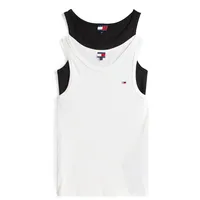Tommy Hilfiger Tanktop TOMMY JEANS "TJM XSLIM 2PCK RIB TANK EXT", Herren, Gr. 3XL, beige (ecru, schwarz), Single Jersey, Obermaterial: 100% Baumwolle, slim fit, tiefer Rundhals, Tops Tanktop, mit gerippter Struktur, Topseller