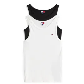 Tommy Hilfiger Tanktop TOMMY JEANS "TJM XSLIM 2PCK RIB TANK EXT", Herren, Gr. 3XL, beige (ecru, schwarz), Single Jersey, Obermaterial: 100% Baumwolle, slim fit, tiefer Rundhals, Tops Tanktop, mit gerippter Struktur, Topseller