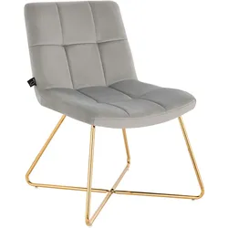 SVITA LYNN Loungesessel Cocktailsessel Clubsessel Polsterstuhl ohne Armlehnen Goldene Beine Samt-Polster Grau