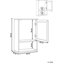 Beliani Bad-Wandschrank, Natur, Braun, Holzwerkstoff, 40x60x19 cm, Badezimmer, Badezimmerschränke, Midischränke