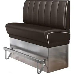 Diner Hochbank | Braun | B:H 120 x 133 cm | Gestreift | Leder | American Diner Möbel, Bistro Hochbank, Thekenbank