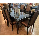 Casa Padrino Luxus Barock Esstisch Schwarz / Gold - Ausziehbarer Massivholz Esszimmertisch - Luxus Esszimmer Möbel im Barockstil - Barock Möbel - Edel & Prunkvoll