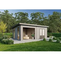Wolff Finnhaus Seitenwandpaket inkl. 2 Fenster für WPC Gartenhaus Tona 6030 Hellgrau