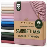 MALIKA Spannbettlaken 90-100x200 cm - 100% Baumwolle Oeko Tex - Beere - Jersey Spannbetttuch 180x200