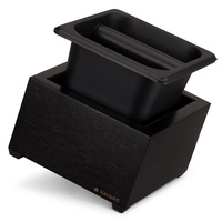 Navaris Abklopfbehälter aus Akazienholz 18x17x11cm - Abschlagbehälter für Siebträger - Zubehör für Espresso Kaffeemaschine Siebträgermaschine - schwarz