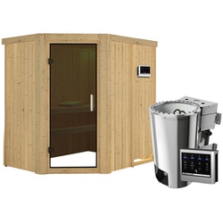 KARIBU Sauna »Wenden«, inkl. 3.6 kW Saunaofen mit externer Steuerung, für 3 Personen - beige