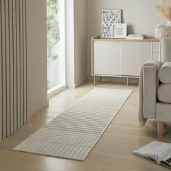 Kadima Design Maschinenwaschbar Streifenteppich `Otter Ian`, ideal für das Familienleben. Farbe: Weiß, 60x240 cm